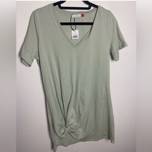 NWT n: PHILANTHROPY Women Leonardo Knot Dress Sage Medium V-neck Short Sleeve